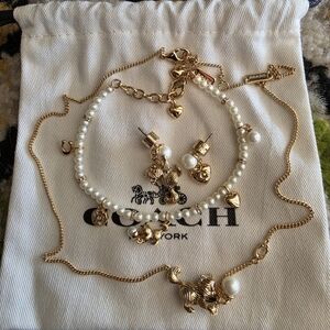 Coach Cat Pearl Jewelry Set Bundle